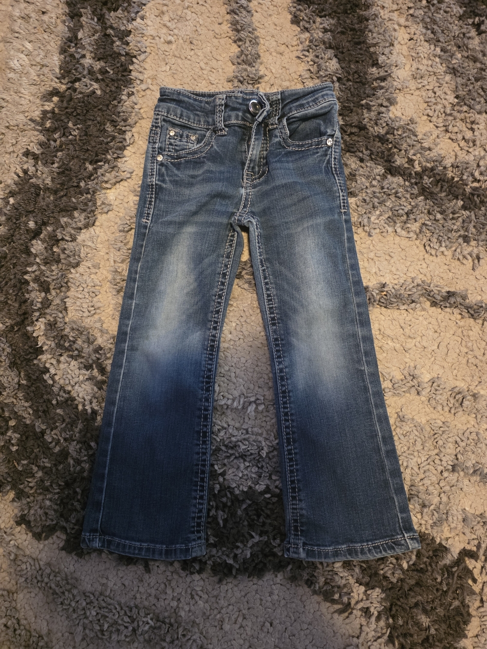 Girls Dark Blue Wash Stretch Jeans with Elastic Waist